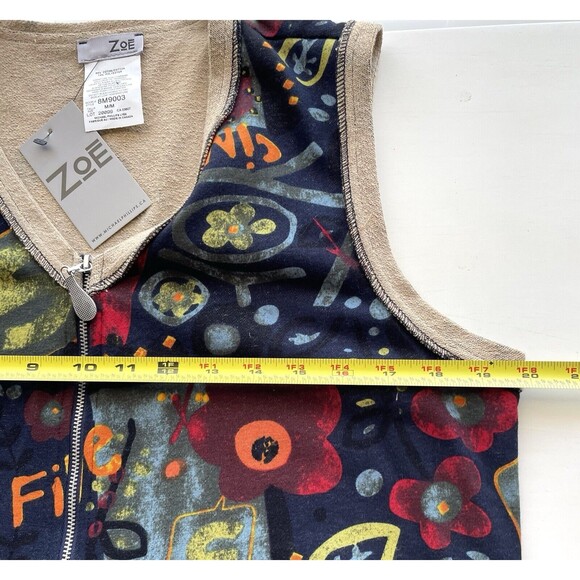 ZOE by Michael Phillips Vest Full Zip Pockets Arts Graphics Women’s M New - Picture 8 of 11